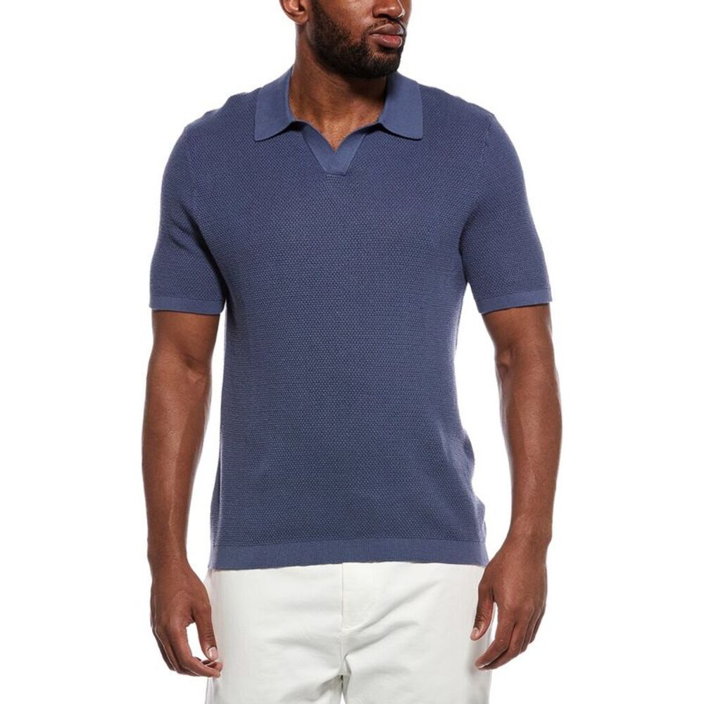 Onia Mens  Textured Johnny Collar Polo Shirt, Purple